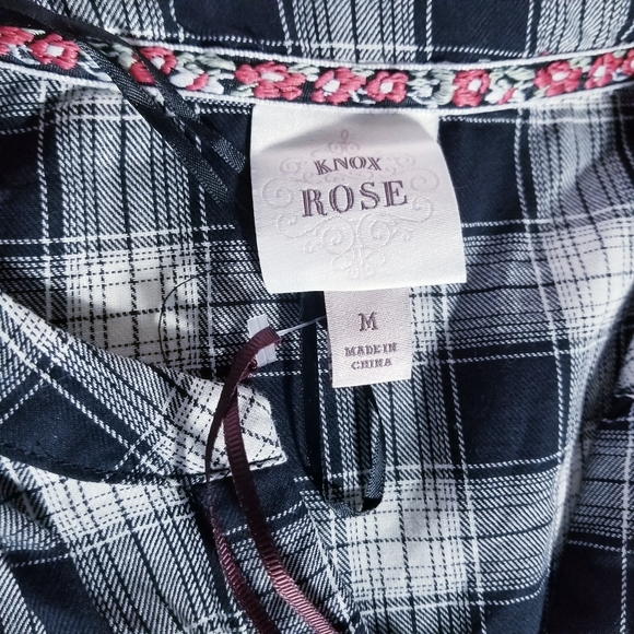 NWT KNOX ROSE BUTTON DOWN BABYDOLL DRESS STYLE DRESS BLACK AND WHITE SIZE MEDIUM - Picture 3 of 11